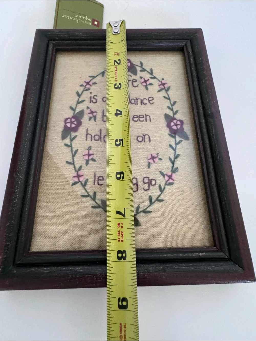 Life Quote Primitive Framed Stitchery Farmhouse Cottagecore Folk Art Wall Decor